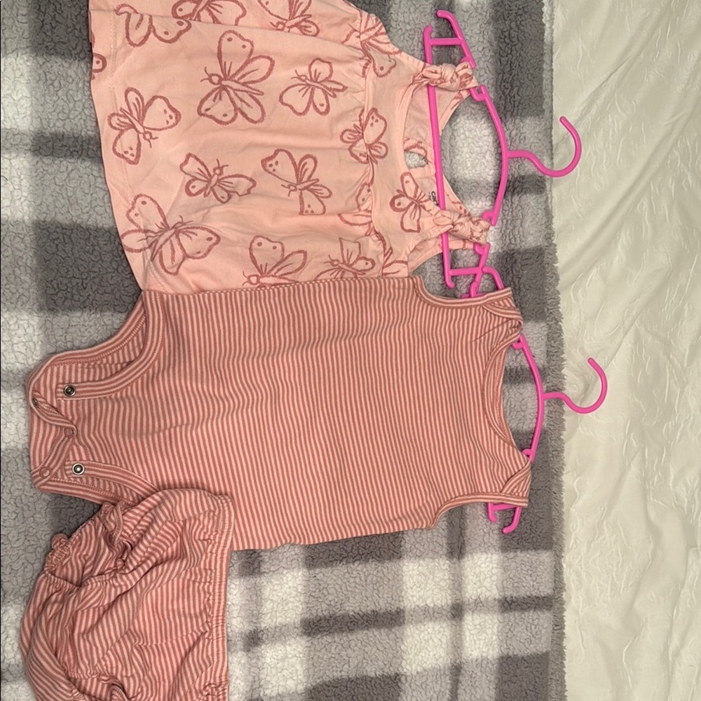 Carter's Pink Butterfly and Striped Kids Matching Set